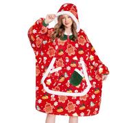 OLAOLA Unisexe Sweat à Capuche Couverture Surdimensionnée pour Adultes, Pull Plaid à Capuche en Polaire Sherpa avec Manches et Poches, Sweat Plaid Doux et Chaud pour Femme Homme (Pain D'épices)