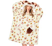 OLAOLA Unisexe Sweat à Capuche Couverture Surdimensionnée pour Adultes, Pull Plaid à Capuche en Polaire Sherpa avec Manches et Poches, Sweat Plaid Doux et Chaud pour Femme Homme (Capybara)