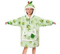 OLAOLA Unisexe Sweat à Capuche Couverture Surdimensionnée pour Enfants, Pull Plaid à Capuche en Polaire Sherpa avec Manches et Poches, Sweat Plaid Doux et Chaud pour Garçons Filles (Avocat)