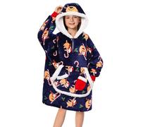 OLAOLA Unisexe Sweat à Capuche Couverture Surdimensionnée pour Enfants, Pull Plaid à Capuche en Polaire Sherpa avec Manches et Poches, Sweat Plaid Doux et Chaud pour Garçons Filles (Paresseux)