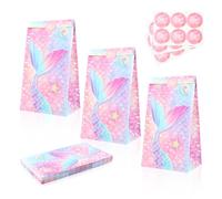 Olasfa 15 Pièces Pochette Cadeau Sirène avec 18 Autocollants | Petit Sac Cadeau pour Mariage Anniversaire Noël Halloween Party