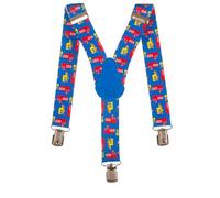 Olata Bretelles Élastiques en Y pour Enfants Motif Camion de Pompier (1 à 5 ans) - 2,5 cm. Bleu Clair