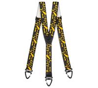 Olata Bretelles Motif Outils avec Mousquetons en Plastique - Bretelles Robustes Réglables en X et en Y, Largeur 4 cm. Y Modèle, Noir