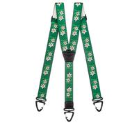 Olata Bretelles Robustes en Y avec Mousquetons en Plastique - Largeur 4 cm, Motif Edelweiss. Vert