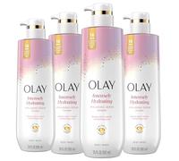Olay Lot de 4 gels douche pour femme, intensément hydratant, complexe de sérum d'acide hyaluronique, renouvelle l'humidité, sans parabènes et phtalates, technologie Lameller à la vitamine B3, pour