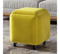 OLCHASM Tabouret ottoman empilable 5 en 1 - Repose-pieds polyvalent en forme de cube jaune avec roulettes, tissu technique élégant pour salon, salon et décoration d'intérieur.