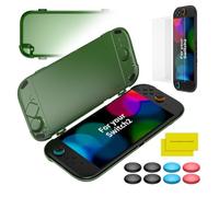 OLCLSS Coque de transport pour Switch 2 - Protection contre les chutes - En acrylique transparent avec verre trempé 10H - Comprend 2 films protecteurs d'écran, 8 capuchons de pouce et 6 bouchons