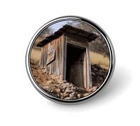 Old Ancient Outhouse Épingles à boutons rondes tendance en forme de chapeau mignon pour homme et femme - Épingles amusantes pour sacs à dos, sacs, costumes, accessoires - Broche en métal cool - Style