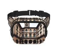 Old Architecture Sac banane carré double couche avec sangle réglable pour activités de plein air, noir, taille unique, Noir , Taille unique