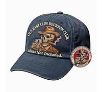 Old Bastard Bourbon Club Collector's Edition Set réglable Whisky Skull Baseball Cap Andold Bastards Bourbon Club Coin, noir foncé, Taille unique