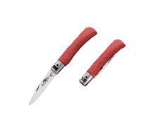 OLD BEAR® S - ACIER INOXYDABLE SATINÉ, MANCHE EN BOIS LAMINÉ ROUGE, POINTE ARRONDIE 9357/17_MRK