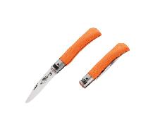 OLD BEAR® S - ACIER INOXYDABLE SATINÉ, MANCHE LAMINÉ ORANGE, POINTE ARRONDIE 9357/17_MOK