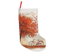 Old Bike Under the Tree - Chaussette de Noël moderne en patchwork - 45,7 cm - Lavable - Pour la famille, les enfants et la décoration de la maison