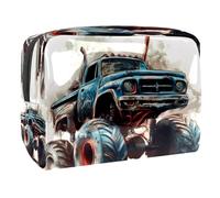 Old Blue Monster Car Cosmetic Bag for Women Travel Toiletries Bags Large PVC Makeup Pouch Handy Pouch Organizer with Zipper, multicolore, 18.5x7.5x13cm/7.3x3x5.1in, Trousse de toilette