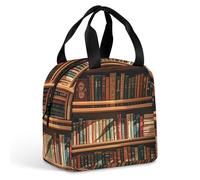 Old Bookshelf Sac à déjeuner pour homme et femme, sac fourre-tout isotherme portable avec poignée, étanche, réutilisable, pour le travail, le pique-nique, les voyages