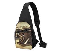 Old Camera Sac de poitrine tactique imprimé sac de poitrine sac de course à pied sac banane sac de poitrine de cyclisme, noir, taille unique, multicolore, Taille unique, Sacs à dos Sling