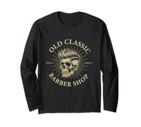 Old Classic Barber Shop Crâne pour les amateurs de toilettage Vintage Manche Longue