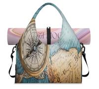 Old Compass Map Sac de sport pour homme et femme avec compartiment à chaussures pour yoga, gym, voyage, couleur, L, Organiseur de sac