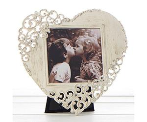 Old Cream Frames Vieux Cœur en Dentelle Crème Cadre Photo 3 x 3