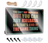Old Decor Poster mural rustique, design unique et amusant pour chambre à coucher, garage | Métal antirouille « You Can't Buy Happiness But You Can Buy Kielbasa » (30 x 40 cm)