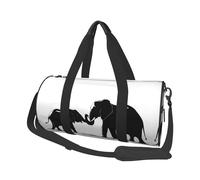 Old Elephant and Young Elephant Sac de sport imperméable avec compartiment à chaussures et sangle réglable pour homme et femme, Noir , Taille unique