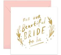 Old English Co. Beautiful Bride To Be Card - Cute Hen Party Card for Miss to Mrs from Bridal Party, Bridesmaid, Maid of Honour - Gold Foil Card for Bride To Be | Blank Inside with Envelope