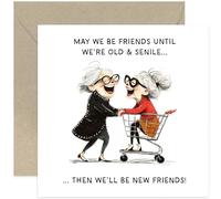 Old English Co. Carte d'amitié amusante pour meilleure amie, humour britannique insolite pour sa collègue femme - Vieux et sénile - Cartes d'anniversaire pour meilleure amie