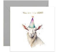 Old English Co. Carte d'anniversaire amusante en forme de chèvre pour elle ou lui - Carte d'anniversaire « You are the Goat » pour papa, maman, frère, sœur - Carte d'anniversaire humoristique pour