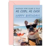 Old English Co. Carte d'anniversaire amusante pour chien - Carte d'anniversaire hilarante bouledogue français pour homme et femme - Carte d'anniversaire pour bébé bouledogue français - Carte cadeau