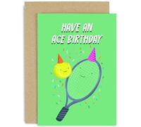 Old English Co. Carte d'anniversaire amusante pour lui et elle - Have An Ace Birthday - Balle de tennis et raquette - Carte d'anniversaire sportive pour homme et femme | Intérieur vierge avec