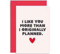 Old English Co. Carte d'anniversaire de mariage amusante « Like You More Than Planed » pour homme et femme - Carte humoristique de Saint-Valentin pour mari, épouse, petite amie, petit ami | Intérieur