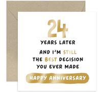 Old English Co. Carte d'anniversaire de vingt-quatre ans avec inscription Best Decision You Ever Made pour mari ou femme - Carte humoristique pour 24e anniversaire de mariage - Carte amusante de