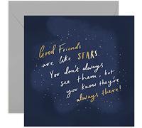 Old English Co. Carte d'anniversaire « Good Friends Are Like Stars » en feuille d'or pour elle ou lui | Genre neutre pour homme et femme | Intérieur vierge et enveloppe incluse