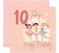 Old English Co. Carte d'anniversaire pour filles Enfant - Happy 10th Birthday - 10 ans - Carte d'anniversaire mignonne sur le thème de la princesse ballerine pour fille, nièce, petite-fille, filleule