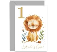 Old English Co. Carte d'anniversaire pour garçon ou fille - Cadeau d'anniversaire unisexe pour elle - Motif lion mignon en feuille d'or - Pour fils, fille, petit-fils, petite-fille | Intérieur vierge