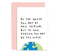 Old English Co. Carte d'anniversaire pour mari ou femme Inscription To One Person You Are The World Anniversary Carte romantique pour petit ami ou petite amie | Intérieur vierge avec enveloppe
