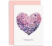 Old English Co. Carte de condoléances Thinking of You - Aquarelle Fleur Cœur Art - Carte de vœux de condoléances - Cadeau de condoléances pour la famille - Carte Thinking of You - Cartes de deuil