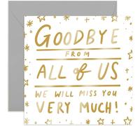 Old English Co. Carte de départ moderne pour collègue - Carte d'adieu pour collègue - Carte de bonne chance pour équipe, patron, manager - Carte « We Will Miss You » - Feuille d'or | Enveloppe
