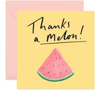 Old English Co. Carte de remerciement humoristique « Thanks a Melon » - Carte de vœux humoristique en forme de pastèque pour les amis ou la famille | Intérieur vierge avec enveloppe