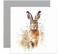Old English Co. Carte de vœux aquarelle lièvre pour anniversaire - Jolie carte d'anniversaire pour maman, grand-mère, elle - Carte d'art de la faune pour penser à vous, merci, juste parce | Enveloppe