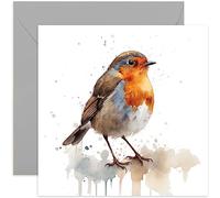 Old English Co. Carte de vœux aquarelle rouge-gorge pour anniversaire - Jolie carte d'anniversaire pour maman, grand-mère, elle - Carte d'art de la faune pour penser à vous, merci, juste parce |