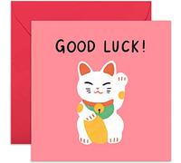Old English Co. Carte de vœux pour elle ou lui - Carte de vœux amusante avec motif chat - Carte de chance pour homme et femme - Nouvel emploi, examens, université | Intérieur vierge avec enveloppe