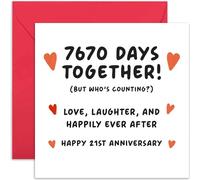 Old English Co. Carte humoristique 7670 jours pour 21e anniversaire de mariage pour couple - Cadeau pour lui et elle - Carte spéciale pour 21e anniversaire de mariage pour mari, femme | Intérieur