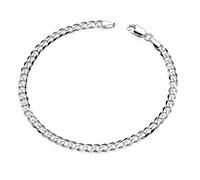 Old English Jewellers Bracelet gourmette en argent sterling de 19 cm - Finition diamant - Argent massif 925, Length: 7.5", Argent sterling, Pas de gemme