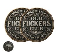 Old F*ckers Club - Pièce de membre à vie, Pièce de défi amusante « Old F*ckers Club » toujours en vie, Pièce de défi « No Rules No Filters » pour les farces entre amis et les vieux bâtards (2pcs)