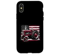 Old Farmall Cub Tracteur Drapeau américain Ferme Patriotique agricole Coque pour iPhone X/XS