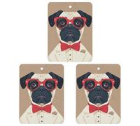 Old Fashion Khabby Dog Lot de 3 désodorisants carrés à suspendre pour voiture, maison, bureau Noir