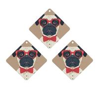 Old Fashion Khabby Dog Lot de 3 désodorisants pour voiture à suspendre en forme de losange - Cartes parfumées durables pour voiture, maison, bureau - Style blanc