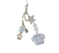 Old Fashioned Phone Keychain Phone Chain Smooth Design Résine Décoration Unique Sac Charme Pour Les Amateurs Rétro Élégant Sac Charme, bleu, Hanging rope