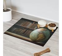 Old Globe Tapis d'alimentation pour animal domestique pour chat et chien Tapis d'alimentation en forme de globe absorbant Nti-Slip Contain Spills Protège les sols Set de table 30,4 x 50,8 cm